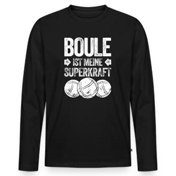 La boule est mon super pouvoir ! Joueur de pétanque - T-shirt manches longues Premium bio Homme - noir - Devant - Nico (187cm)