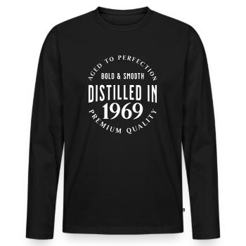 Distilled in 1969 Birthday Gift Idea - Men's Premium Organic Long Sleeve Shirt - black - Front - Nico (187cm)