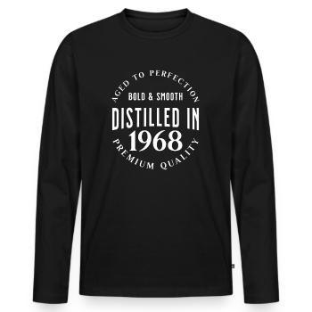 Distilled in 1968 Birthday Gift Idea - Men's Premium Organic Long Sleeve Shirt - black - Front - Nico (187cm)