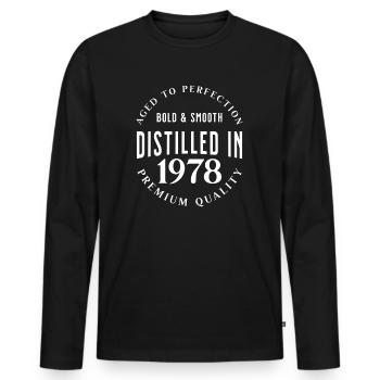 Distilled in 1978 Birthday Gift Idea - Men's Premium Organic Long Sleeve Shirt - black - Front - Nico (187cm)