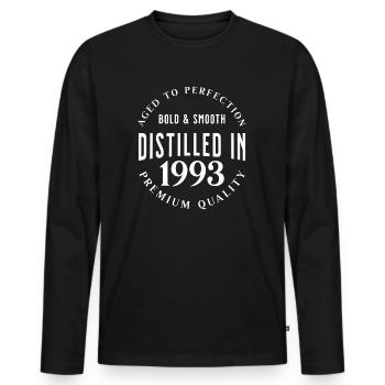 Distilled in 1993 Birthday Gift Idea - Men's Premium Organic Long Sleeve Shirt - black - Front - Nico (187cm)