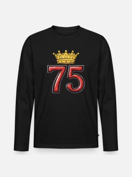 75 Number Krone - Men's Premium Organic Long Sleeve Shirt - black