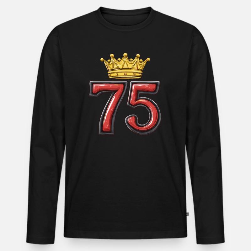 75 Zahl Krone - Männer Premium Bio Langarmshirt - Schwarz