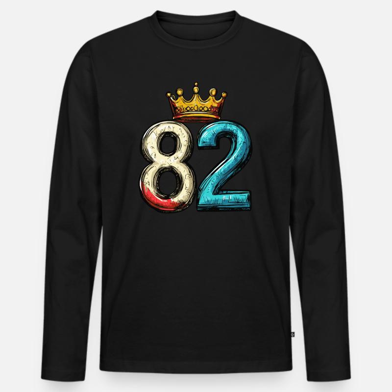 82 Zahl Krone - Männer Premium Bio Langarmshirt - Schwarz