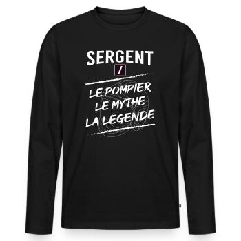Pompier Sergent Sapeur Pompier - T-shirt manches longues Premium bio Homme - noir - Devant - Nico (187cm)