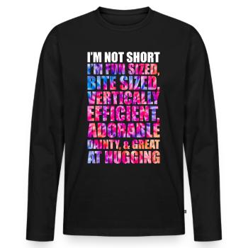 Ich bin nicht kurz im spaßigen Batik-Dye - Männer Premium Bio Langarmshirt - Schwarz - Vorne - Nico (187cm)