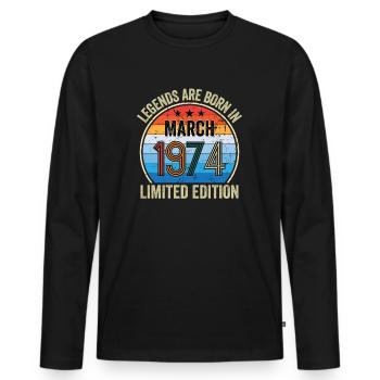 Les légendes sont nées en mars 1974 édition limitée - T-shirt manches longues Premium bio Homme - noir - Devant - Nico (187cm)