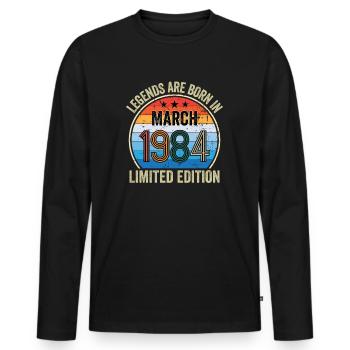 Les légendes sont nées en mars 1984 édition limitée - T-shirt manches longues Premium bio Homme - noir - Devant - Nico (187cm)