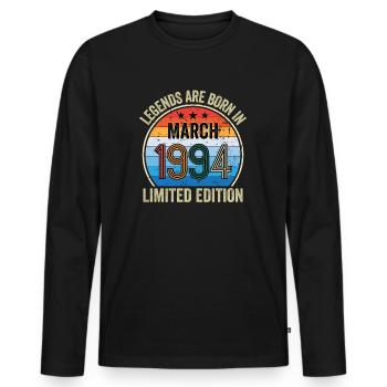 Les légendes sont nées en mars 1994 Édition limitée - T-shirt manches longues Premium bio Homme - noir - Devant - Nico (187cm)