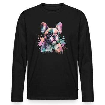 Bouledogue français - T-shirt manches longues Premium bio Homme - noir - Devant - Nico (187cm)