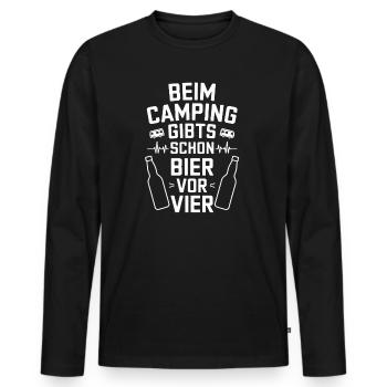 Camping Spruch Bier Vor Vier Zelten Hobby - Männer Premium Bio Langarmshirt - Schwarz - Vorne - Nico (187cm)