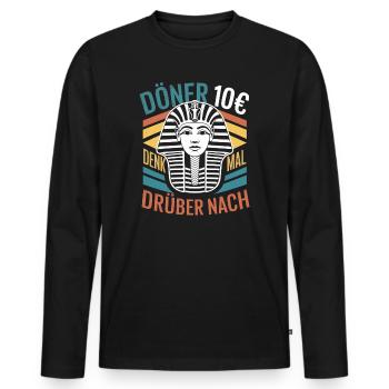 Kebab 10€ Pensez-y à l’Égypte Pharaon - T-shirt manches longues Premium bio Homme - noir - Devant - Nico (187cm)