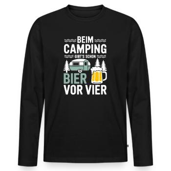Beim Camping Bier Vor Vier Urlaub Wald Natur - Männer Premium Bio Langarmshirt - Schwarz - Vorne - Nico (187cm)