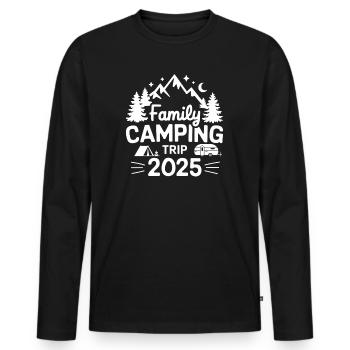 Family Camping Trip 2025 Adventure Nature Camper - Men's Premium Organic Long Sleeve Shirt - black - Front - Nico (187cm)