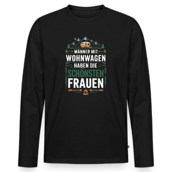 Männer Mit Wohnwagen Haben Die Schönsten Frauen - Männer Premium Bio Langarmshirt - Schwarz - Vorne - Nico (187cm)