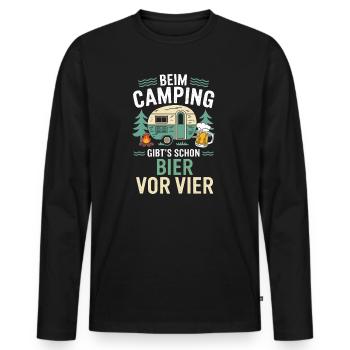 Beim Camping Bier Vor Vier Unterhopft Bierchen - Männer Premium Bio Langarmshirt - Schwarz - Vorne - Nico (187cm)