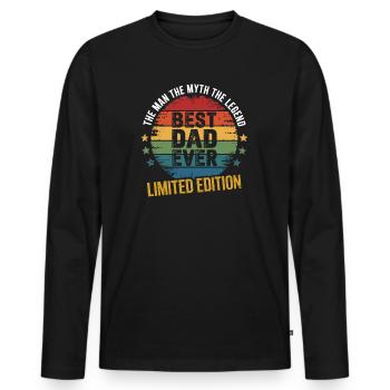 Bester Papa Ever Superdad Vatertag Mythos Legende - Männer Premium Bio Langarmshirt - Schwarz - Vorne - Nico (187cm)