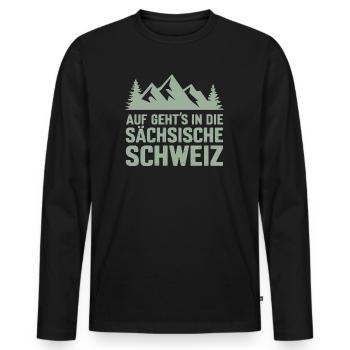 Saxon Switzerland Hiking Pirna Climbing Saxony - Men's Premium Organic Long Sleeve Shirt - black - Front - Nico (187cm)