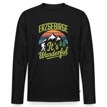 Erzgebirge Sachsen Arzgebirg Schneeberg Glück Auf - T-shirt manches longues Premium bio Homme - noir - Devant - Nico (187cm)