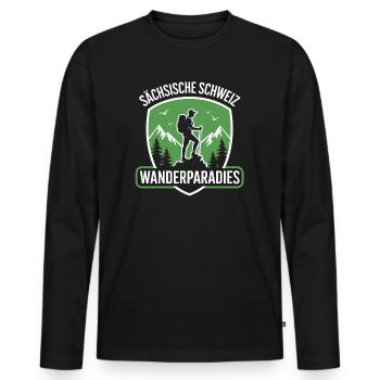 Saxon Switzerland Climbing Saxony Hiking - Men's Premium Organic Long Sleeve Shirt - black - Front - Nico (187cm)