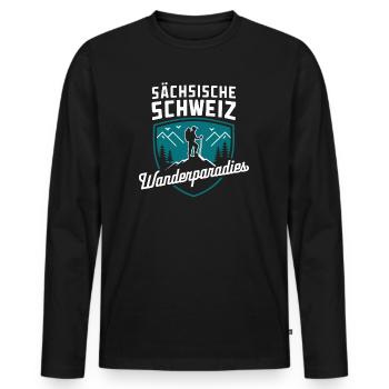 Suisse saxonne Escalade Saxe Randonnée Bastei - T-shirt manches longues Premium bio Homme - noir - Devant - Nico (187cm)