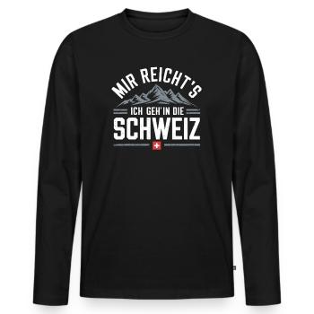 Schweiz Grüezi Berndeutsch Schweizer Flagge Swiss - Männer Premium Bio Langarmshirt - Schwarz - Vorne - Nico (187cm)