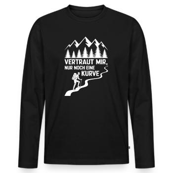 Nur Noch Eine Kurve Wander Wandertour lustig Guide - Männer Premium Bio Langarmshirt - Schwarz - Vorne - Nico (187cm)