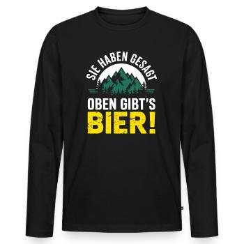 Wandern Bier Berge Reisegruppe Männer JGA Spaß - Männer Premium Bio Langarmshirt - Schwarz - Vorne - Nico (187cm)