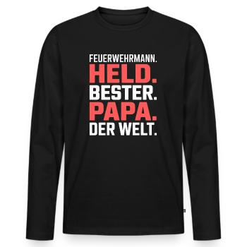 Firefighter Hero Best Dad World Firefighter Dad - Men's Premium Organic Long Sleeve Shirt - black - Front - Nico (187cm)