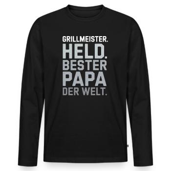 Grillmeister Meilleur papa Grill God BBQ Grill King - T-shirt manches longues Premium bio Homme - noir - Devant - Nico (187cm)