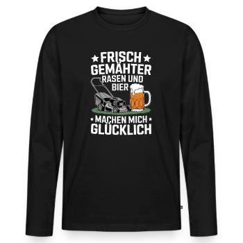 Freshly Mowed Lawn Beer Happy Father's Day Man - Men's Premium Organic Long Sleeve Shirt - black - Front - Nico (187cm)