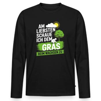 Gras Beim Wachsen zuschauen heiliger Rasen Gärtner - Männer Premium Bio Langarmshirt - Schwarz - Vorne - Nico (187cm)