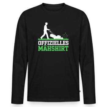 Official Mower Shirt Man Lawn Mower Lawn Grass - Men's Premium Organic Long Sleeve Shirt - black - Front - Nico (187cm)