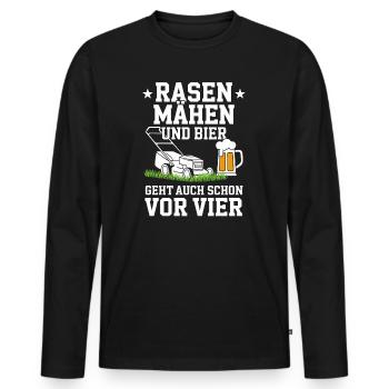 Tondre la pelouse et la bière est déjà possible avant quatre - T-shirt manches longues Premium bio Homme - noir - Devant - Nico (187cm)
