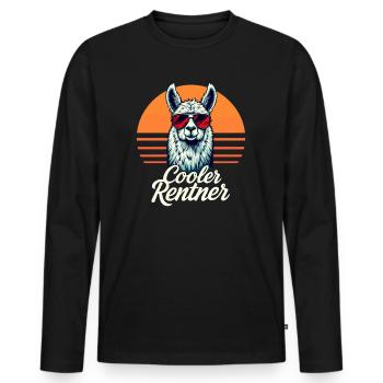 Cooler Rentner Endlich Rente Ruhestand Alpaka Lama - Männer Premium Bio Langarmshirt - Schwarz - Vorne - Nico (187cm)