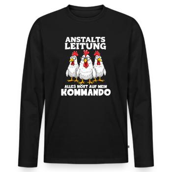 Anstaltsleitung Chef Cool Spruch Hühner Teamleiter - Männer Premium Bio Langarmshirt - Schwarz - Vorne - Nico (187cm)