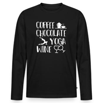 Coffee Chocolate Yoga Wine - wine - Men's Premium Organic Long Sleeve Shirt - black - Front - Nico (187cm)