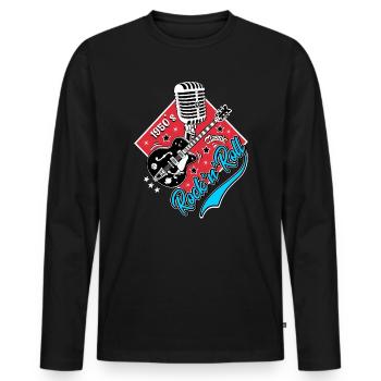 Rockabilly Gitarre Rock'n'Roll Musik Rocker - Männer Premium Bio Langarmshirt - Schwarz - Vorne - Nico (187cm)