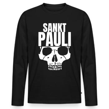 St Pauli. Éventail St pauli Éventail Paulianer Hamburger - T-shirt manches longues Premium bio Homme - noir - Devant - Nico (187cm)
