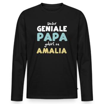 Dieser Geniale Papa Gehört Zu Am... - Männer Premium Bio Langarmshirt - Schwarz - Vorne - Nico (187cm)