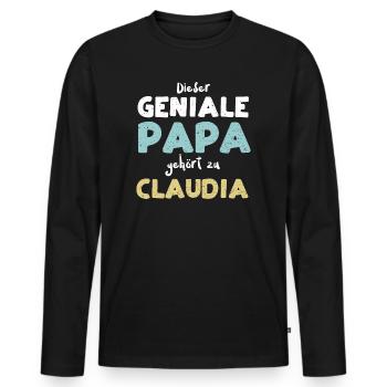 Dieser Geniale Papa Gehört Zu Cl... - Männer Premium Bio Langarmshirt - Schwarz - Vorne - Nico (187cm)