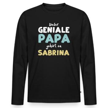 Dieser Geniale Papa Gehört Zu Sa... - Männer Premium Bio Langarmshirt - Schwarz - Vorne - Nico (187cm)