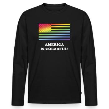 America Is Colorful! (Stars And Stripes) - Men's Premium Organic Long Sleeve Shirt - black - Front - Nico (187cm)