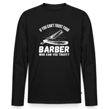 Funny barber gift for the barbershop - Men's Premium Organic Long Sleeve Shirt - black - Front - Nico (187cm)