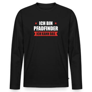 Ich bin Pfadfinder ich kann das - Männer Premium Bio Langarmshirt - Schwarz - Vorne - Nico (187cm)