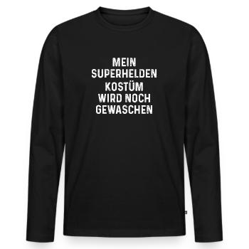 Superheldenkostüm waschen Fasching Karneval - Männer Premium Bio Langarmshirt - Schwarz - Vorne - Nico (187cm)