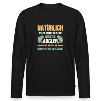 Sport Fishing Dad Fisherman Angling Fishery Reel - Men's Premium Organic Long Sleeve Shirt - black - Front - Nico (187cm)