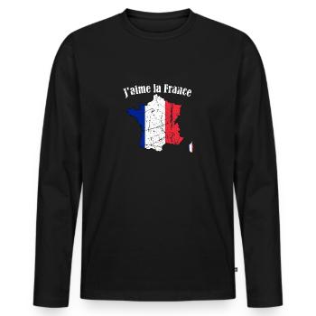 ICH LIEBE FRANKREICH - T-Shirt - Männer Premium Bio Langarmshirt - Schwarz - Vorne - Nico (187cm)