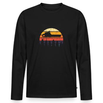 Vintage Lumberjack Forest Worker Chainsaw Logger - Men's Premium Organic Long Sleeve Shirt - black - Front - Nico (187cm)