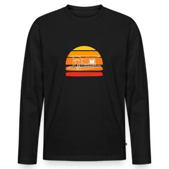 Vintage Houseboat Retro Boating Captain Tiny House - Men's Premium Organic Long Sleeve Shirt - black - Front - Nico (187cm)